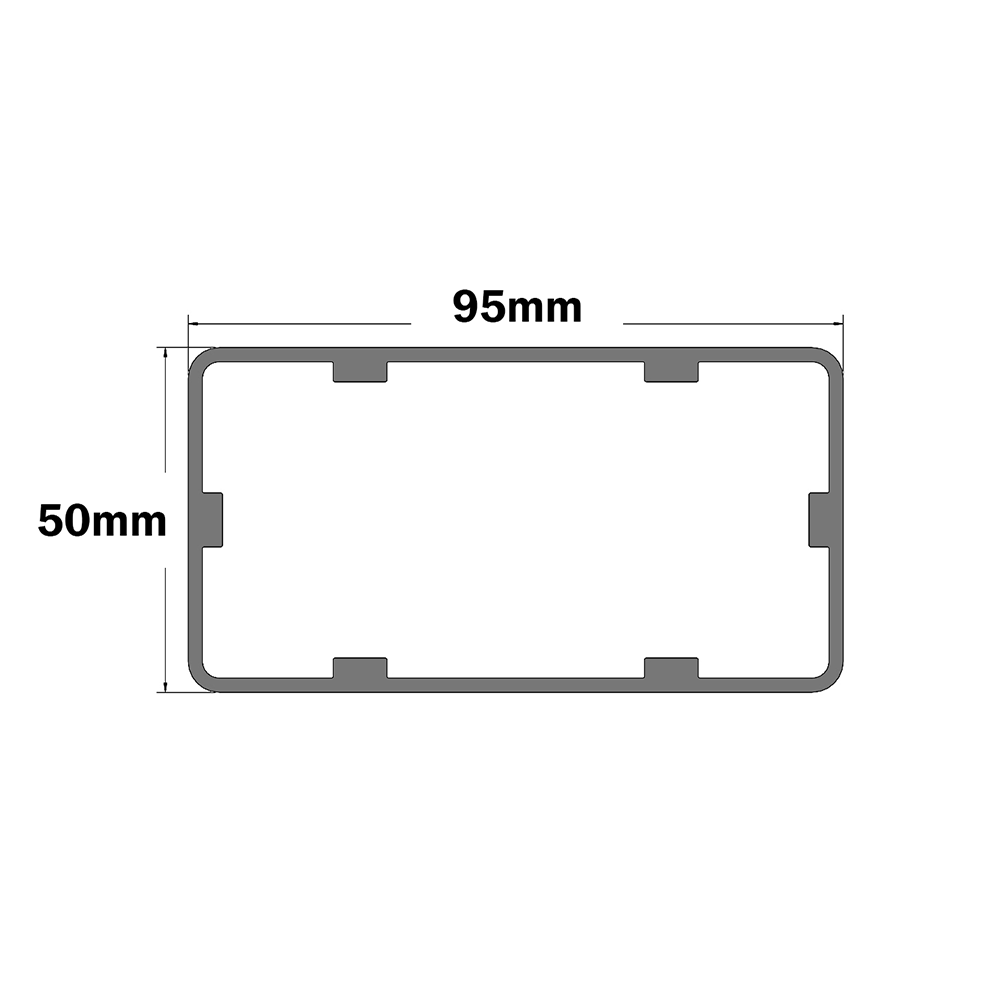 10-9550-0-12IN MODULAR SOLUTIONS EXTRUDED PROFILE<br>95MM X 50MM PROFILE SLEAVE FOR 45MM X 90MM PROFILE, CUT TO THE LENGTH OF 12 INCH